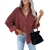 billiga casual jackor-Dam Sherpajacka Bekväm Andningsfunktion Ficka Elegant Ledigt Slät Semester Gata Ledigt Dagliga kläder Enkelknäppt Normal Nedvikt Normal Långärmad Ytterkläder Vit Rodnande Rosa Rubinrött Vår Höst