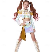 levne Dívčí kostýmy-Inspirováno korejskými idoly Popová hvězda Úbory Módní Cosplay kostým Virtuální idol Filmové kostýmy for Dámské Dívčí Dospělí Děti předvečer Všech svatých Výkon předvečer Všech svatých