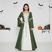 levne Šaty-Retro Středověké Renesanční Šaty Fancy kostým Viking Keltský rytíř Maškarní kostým Dámské Keltské předvečer Všech svatých Karneval Výkon LARP Ren Faire Dospělé Šaty