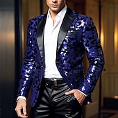 economico Abiti da festa-Per uomo Giacca blazer Collare di chiusura Moda Floreale Blazer Rosso Blu Viola Vestibilità aderente Monopetto Un Bottone