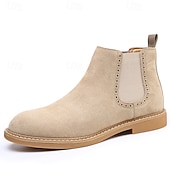 economico Stivali Chelsea-stivaletti chelsea da uomo in pelle scamosciata marrone con pannelli laterali elastici: eleganti stivaletti alla caviglia per abbigliamento casual, smart-casual e da ufficio