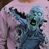 billiga Pojkes Halloween kostymer-Halloween pojkars t-shirt med 3D-dödskalle långärmad vår höst mode grundläggande barn 4-12 år rund hals utomhus casual daglig normal passform