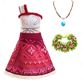 preiswerte Halloweenkostüme für Mädchen-Prinzessinnen-Märchen Vaiana-Kleid Kinderkarneval Kindertag Neujahrsfest Feiertag Terylene Orange Damen einfache Karnevalskostüme Top Rock Gürtel Welttag des Buches Kostüme