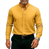 abordables chemises sans repassage pour hommes-Homme Chemise Chemise habillée Chemise à col officier Uni Mariage Extérieur Noir Blanche Vin Bleu manche longue Col montant N / C Vêtement Tenue Avec Poches