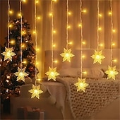 cheap Plug-in High Voltage Lights-96LED Snowflake Curtain Lights 3.5m 8 Modes Lighting for Thanksgiving New Year Valentine's Day Home Balcony Living Room Garden Porch Atmosphere Decoration