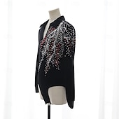 abordables Disfraces de Patinaje Artístico para Niños y Hombres-Top de patinaje artístico Hombre Chico Patinaje Sobre Hielo Tops Negro Retazos Licra Alta elasticidad Entrenamiento Competición Ropa de Patinaje Clásico Cristal / Strass Manga Larga Patinaje sobre