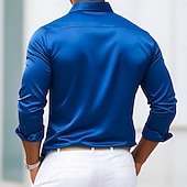 economico Camicie in raso da uomo-Per uomo Camicia Camicia in raso Camicia elegante Camicia casual Camicia con Bottoni Camicia da Ballo Semplice Formale Matrimonio Blu chiaro Nero Blu reale Oro Manica Lunga Bavero Tutte le stagioni
