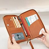 זול אחסון וארגון-ארנק דרכון rfid רב תכליתי עור נשים ארנק מסמכי נסיעות ארנק גדול קיבולת פשוט אופנתי רב תכליתי מארגן כרטיסים ארנק קלאץ&#039; לשימוש יומיומי