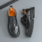 economico Scarpe Oxford-scarpe oxford nere lucide da uomo – scarpe eleganti stringate in vernice con suola spessa per feste serali, moda gotica, concerti e occasioni speciali