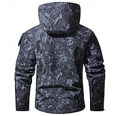 baratos jaqueta esportiva-Homens Casaco exterior Jaqueta Softshell Jaqueta de Trilha Férias Diário A Prova de Vento À Prova-de-Água Bolsos Outono Inverno Tecido Côr Camuflagem Moda Clássico Com Capuz Padrão Cinzento Verde