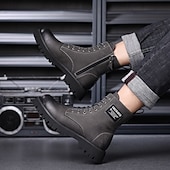 tanie Buty robocze-Wytrzymałe buty robocze męskie – antypoślizgowe skórzane obuwie ochronne z amortyzującą podeszwą do prac budowlanych, ogrodniczych i na zewnątrz