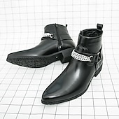 levne Dámské boty-Pánské hnědé chelsea boty z umělé kůže s řetízkovým akcentem, elegantní a moderní vzhled pro formální kancelářské oblečení, večírky a večerní vycházky.