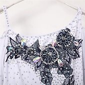 economico Abbigliamento da Competizione-abito da ballo da sala da ballo moderno da competizione in pizzo bianco con diamanti da donna