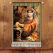 billiga Gobelänger-Skönhet Uyghur etnisk stil väggtapet konstnärlig bakgrundsdekoration boho hängande konst för sovrum vardagsrum eller café