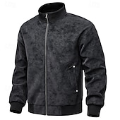 economico Giacca in ecopelle-Per uomo Giacca in Ecopelle Giacca da Biker Giacca da Moto Vacanza Quotidiano Antivento Caldo Tasca Primavera Autunno Semplice Moda Classico Collo alla coreana Regolare Nero Grigio Giacca