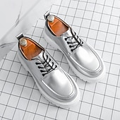 economico Scarpe Oxford-scarpe oxford nere lucide da uomo – scarpe eleganti stringate in vernice con suola spessa per feste serali, moda gotica, concerti e occasioni speciali