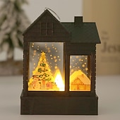 cheap Indoor Christmas Lights-1 Pc 12.2 * 8.9CM Christmas retro small house shaped LED electronic candle night light desktop Christmas style ornament light LR1130 * 3 battery