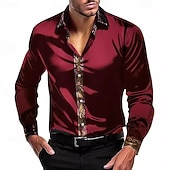 economico Camicie in raso da uomo-Per uomo Camicia Come la seta Camicia in raso Camicia elegante Camicia casual Camicia con Bottoni Semplice Formale Matrimonio Nero Bianco Rosso Blu Manica Lunga Bavero Tutte le stagioni Abbigliamento
