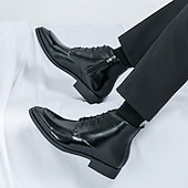 economico Stivali da vestiti-stivaletti chelsea da uomo neri lucidi con finitura lucida, eleganti scarpe eleganti slip-on per eventi formali, abbigliamento da ufficio e occasioni speciali