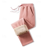 economico Gamba Dritta-Per uomo Pantaloni da tuta Pantaloni in Pile Pantaloni Pantaloni invernali Coulisse Tasca Elastico in vita Semplice Comodità Caldo Sport all'Aperto Quotidiano Moda Casual Nero Rosa Micro-elastico