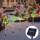 abordables luces navideñas al aire libre-Luces solares para árbol de Navidad con 5 enchufes para insertar en el suelo, luces decorativas para jardín al aire libre, luces festivas para Navidad.