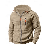 abordables sweats à capuche basiques pour hommes-Homme Sweat à capuche Sweat à capuche zippé intégral Noir Kaki Gris À capuche Uni Fermeture éclair Avec Poches Sport &amp; Loisir Quotidien Fête Polyester Streetwear Basique Occasionnel Printemps Automne