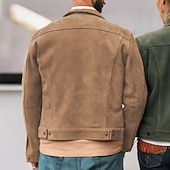 ieftine Jachete din suede fals-Bărbați Jacheta din piele intoarsa artificiala Jachetă cargo Sacou Vacanță Zilnic Rezistent la uzură Respirabil Buzunar Primăvară Toamnă Simplu Modă Clasic Rever Regulat Maro Jachete