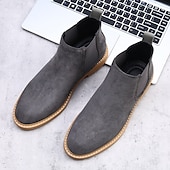 economico Stivali Chelsea-stivaletti chelsea da uomo in pelle scamosciata marrone con pannelli laterali elastici: eleganti stivaletti alla caviglia per abbigliamento casual, smart-casual e da ufficio