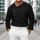 tanie męskie koszule casual-Męskie Koszula Koszula waflowa Koszule eleganckie Codzienna koszula Koszula na studniówkę Równina Formalny Ślub Czarny Biały Granatowy Fioletowy Długi rękaw Asymetryczna Na każdy sezon Odzież