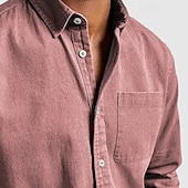 preiswerte Freizeithemden für Herren-Herren Hemd Freizeithemd Knopfhemd Schwarz Weiß Rosa Rote Marineblau Langarm Einfach Revers Lässig Täglich Fronttasche Bekleidung Elegant Mode Lässig