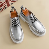 economico Scarpe Oxford-scarpe oxford nere lucide da uomo – scarpe eleganti stringate in vernice con suola spessa per feste serali, moda gotica, concerti e occasioni speciali