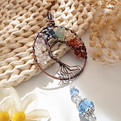 abordables Esculturas-Adorno colgante atrapasol de árbol de la vida de cristal, colgante de cristal para jardín, patio, porche, balcón, decoración interior y exterior, regalo perfecto y decoración del hogar.