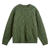 preiswerte Herrenpullover-Herren Pullover Strickpullover Gerippt Stricken Normale Oberteile Gestrickt Einfach Rundhalsausschnitt Mode Basic Urlaub Alltagskleidung Bekleidung Herbst Winter Rote Grün M L XL