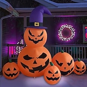 tanie Halloween na świeżym powietrzu-1 szt. 1,8 m/6 stóp 6 stóp magiczny kapelusz z dynią, nadmuchiwany sznurkiem LED, model do użytku wewnątrz i na zewnątrz, na trawniku, na imprezę, z atmosferą, dekoracyjne światło, wtyczka EU/US/AU/UK