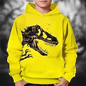 Недорогие Мальчиковые 3D Животные-Хэллоуин Мальчики 3D Динозавр Толстовка Длинный рукав Весна Осень Мода Уличный стиль Дети 4-12 лет Капюшон на открытом воздухе Повседневные Стандартный