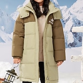 economico Giacca in piuma e parka per ragazze-Bambini Ragazze Giacca in piuma Giacca da esterno Giacca Imbottita Blocco di colori Moda Tenere al caldo Antivento All&#039;aperto Cappotto Capispalla 4-12 Anni Autunno Nero Rosa Viola