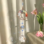 abordables Esculturas-Adorno colgante atrapasol de árbol de la vida de cristal, colgante de cristal para jardín, patio, porche, balcón, decoración interior y exterior, regalo perfecto y decoración del hogar.
