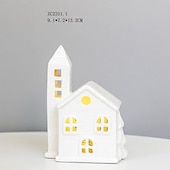 abordables 123496-Veilleuse LED électronique creuse en céramique blanche pour Noël, luminaire décoratif d&#039;intérieur, idéal pour un salon, une chambre à coucher, une cuisine, un bureau ou un bureau, avec 3 piles LR44