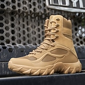 baratos Botas de caminhada-Botas de caminhada estilo combate tático masculinas com design de cadarço, suporte de tornozelo, sola grossa antiderrapante, calçado durável para atividades ao ar livre, trabalho, viagens e aventura