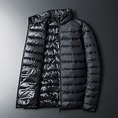 cheap Men's Downs &amp; Parkas-Men's Winter Coat Puffer Jacket Padded Jacket Pocket Polyster Vacation Daily Wear Date Regular Fashion Casual Comfortable Thermal Warm Fall Winter Solid / Plain Color Wine Black Royal Blue Dark Blue