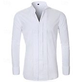 preiswerte Businesshemden für Herren-Herren Hemd Kleidhemd Bügelfreies Hemd Knopfhemd Einfach Formell Hochzeit Schwarz Weiß Rote Langarm Umlegekragen Sommer Frühling Bekleidung Schlank
