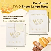 abordables Ustensiles de Pâtisserie-accès large à glissière en coton &amp;Sacs à pain en cire d&#039;abeille pour levain, sacs de conservation des aliments en cire d&#039;abeille réutilisables, sac de conservation des aliments en coton extra large et