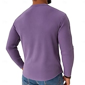 economico T-shirt in maglia a coste-Per uomo Maglietta Camicia di Velluto a Coste Maglietta a Maglia a Coste Camicia a Maniche Lunghe Manica Lunga Henley Primavera Autunno Inverno Semplice Striscia di Fossa Moda Designer Essenziale