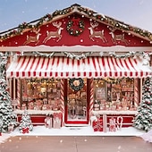 Недорогие Рождественские чехлы на гаражные ворота-Новогодняя тематика Крышка гаражной двери Большое Подвесное Рождественский магазин Подарок Симпатичные Стиль 3D Вечеринка На открытом воздухе Праздник Фоны для съемки Ярд (0,9 м) Домашний декор