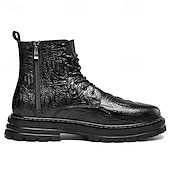 baratos Botas para Homem-Botas de inverno masculinas de cano alto em couro sintético | design com isolamento térmico e sola antiderrapante