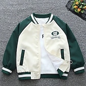 billiga Pojkars basebolljackor-Barn Unisex Baseballjackor Ytterkläder Färgblock Långärmad Dragkedja Ficka Lättvikt Komfort Mjukt Täcka Utomhus Mode Dagligen Blå Grön Vår Höst 4 år +