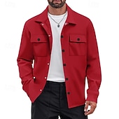 economico Giubbotti Casual-Per uomo Giacca Leggera Giacca Cargo Giacca Casual Vacanza Quotidiano Caldo Tasca Primavera Autunno Semplice Moda Classico Bavero Regolare Nero Rosso Cachi Grigio chiaro Grigio scuro Giacca