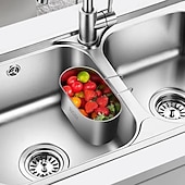 halpa Isot ja pienet matkalaukut-ruostumattomasta teräksestä valmistettu viemärisuodatin, keittiön viemärisuodatin rei'itetyllä verkolla, kestävä soikea monitoiminen astianpesukone ruokajätteen suodattamiseen ja hedelmien tai