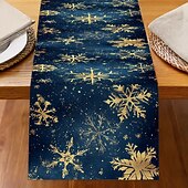 billiga julmattor och julmattor-Jul Linneduk Högtids Tecknad Jultomte  Snöflinga Tryck Duk Matbord Dekor Vardagsrum  Bänkskiva Festlig Dekoration