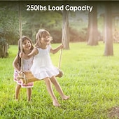 billige Utendørs aktivitet-Trehuske med anheng, 61 x 20 x 3 cm, for voksne og barn som veier 227 kg, justerbart hampetau og et trespill i 380 cm